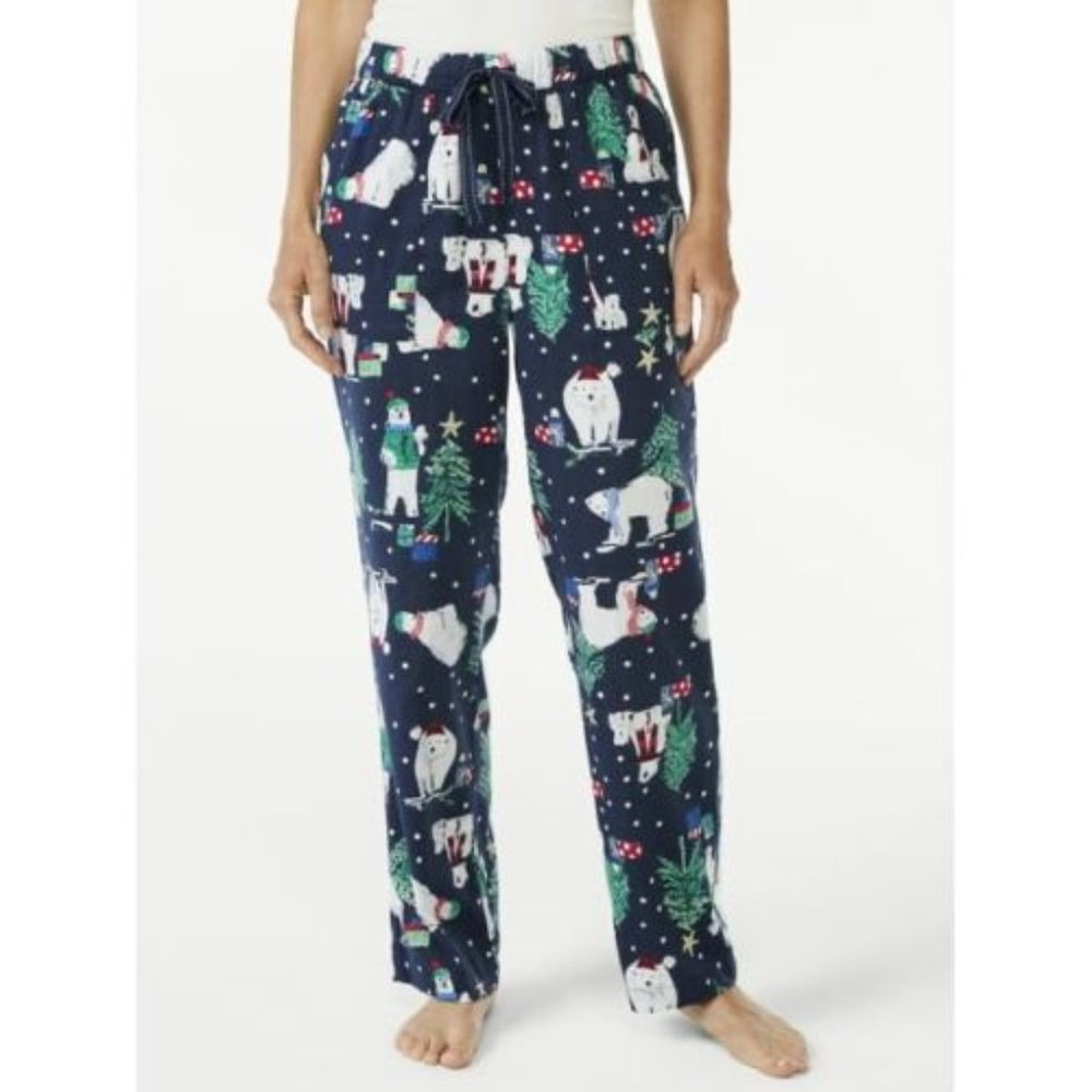 JOYSPUN Womens Christmas Flannel Lounge Pants Polar Bears Print Size 3X NEW